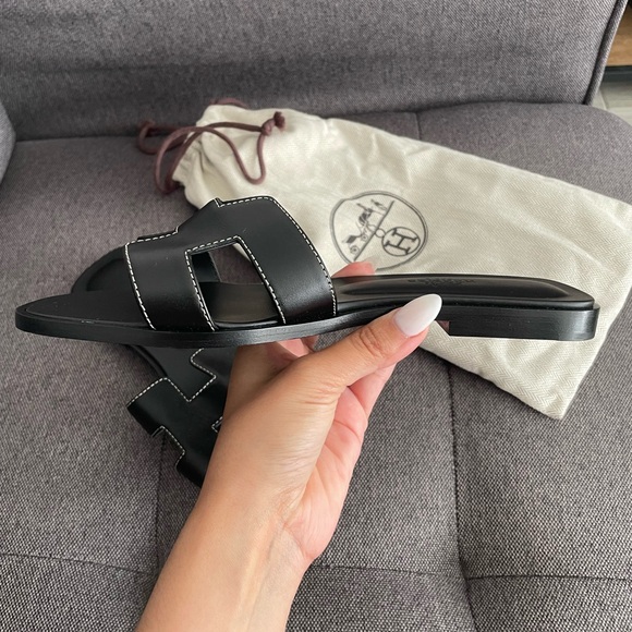 Hermes Black Oran Sandals - Picture 8 of 9